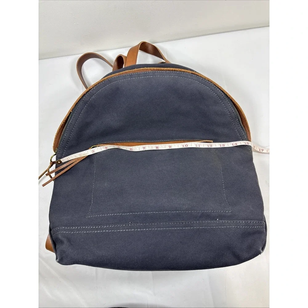 Madewell Charleston Heavy Canvas Laptop Backpack Leather Trim Navy Commuter